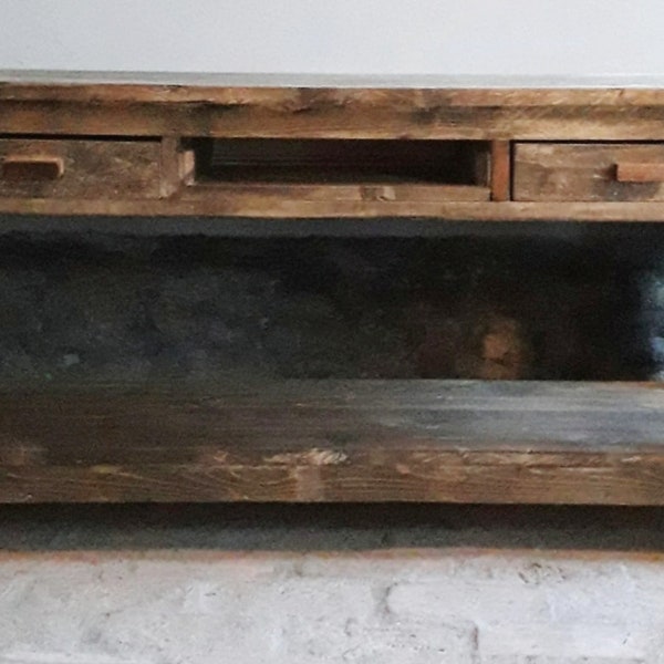 Mixed reclaimed wood counter unit