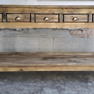 Reclaimed wood countertop with 5 drawers