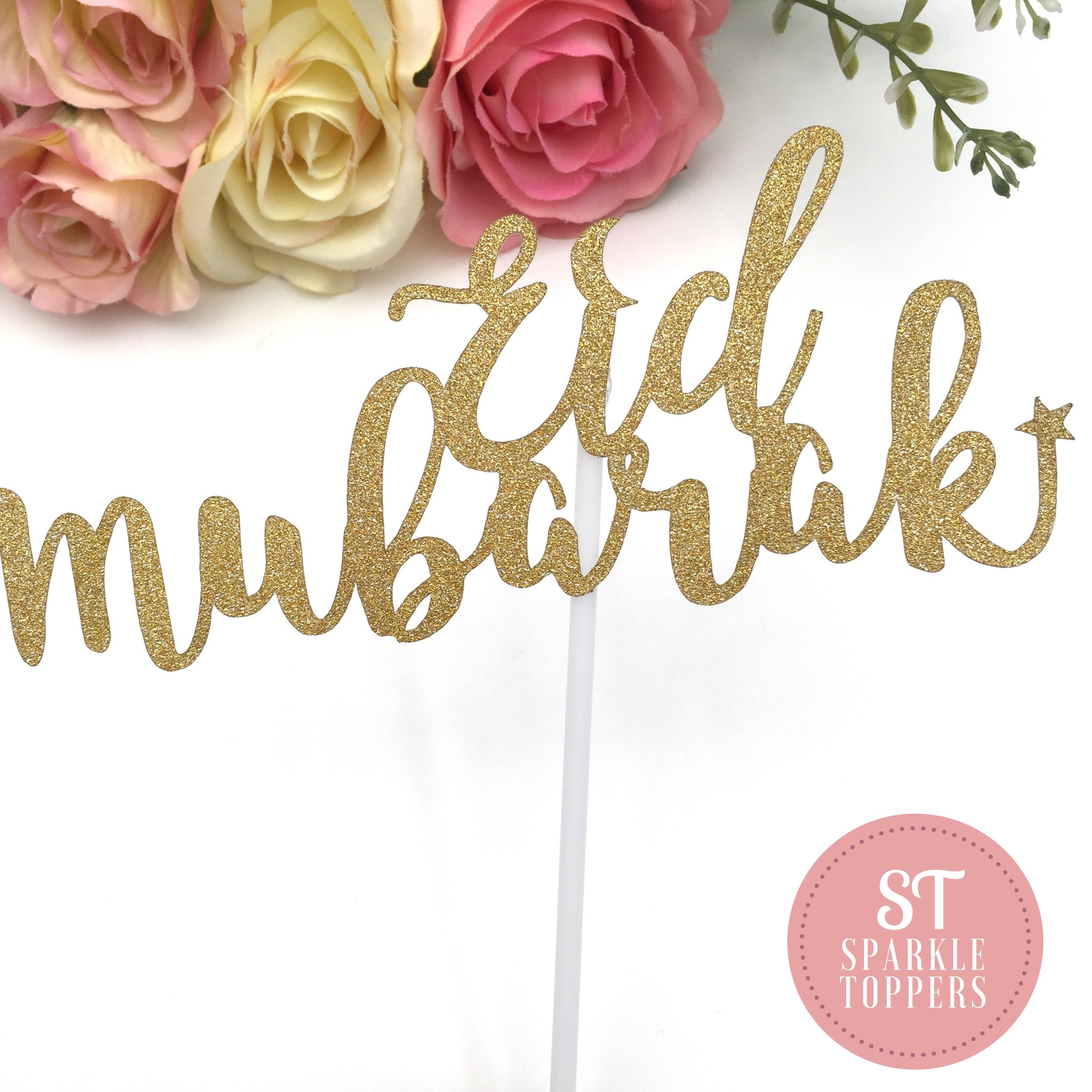 EID Mubarak Cake topper Cupcake Toppers Gold Silver Glitter  Etsy