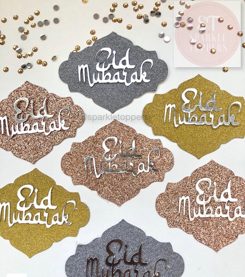 Eid Mubarak Cupcake Toppers gift tag Arabic Gold Silver Etsy Eid Mubarak Cupcake Toppers gift tag Arabic Gold Silver Etsy