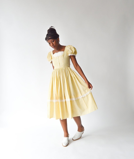 Vintage 50's Yellow Gingham Dress