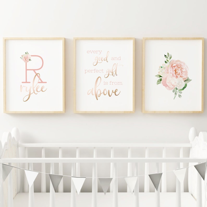 Baby Girl Nursery Wall Art Personalized Nursery Decor for a Etsy