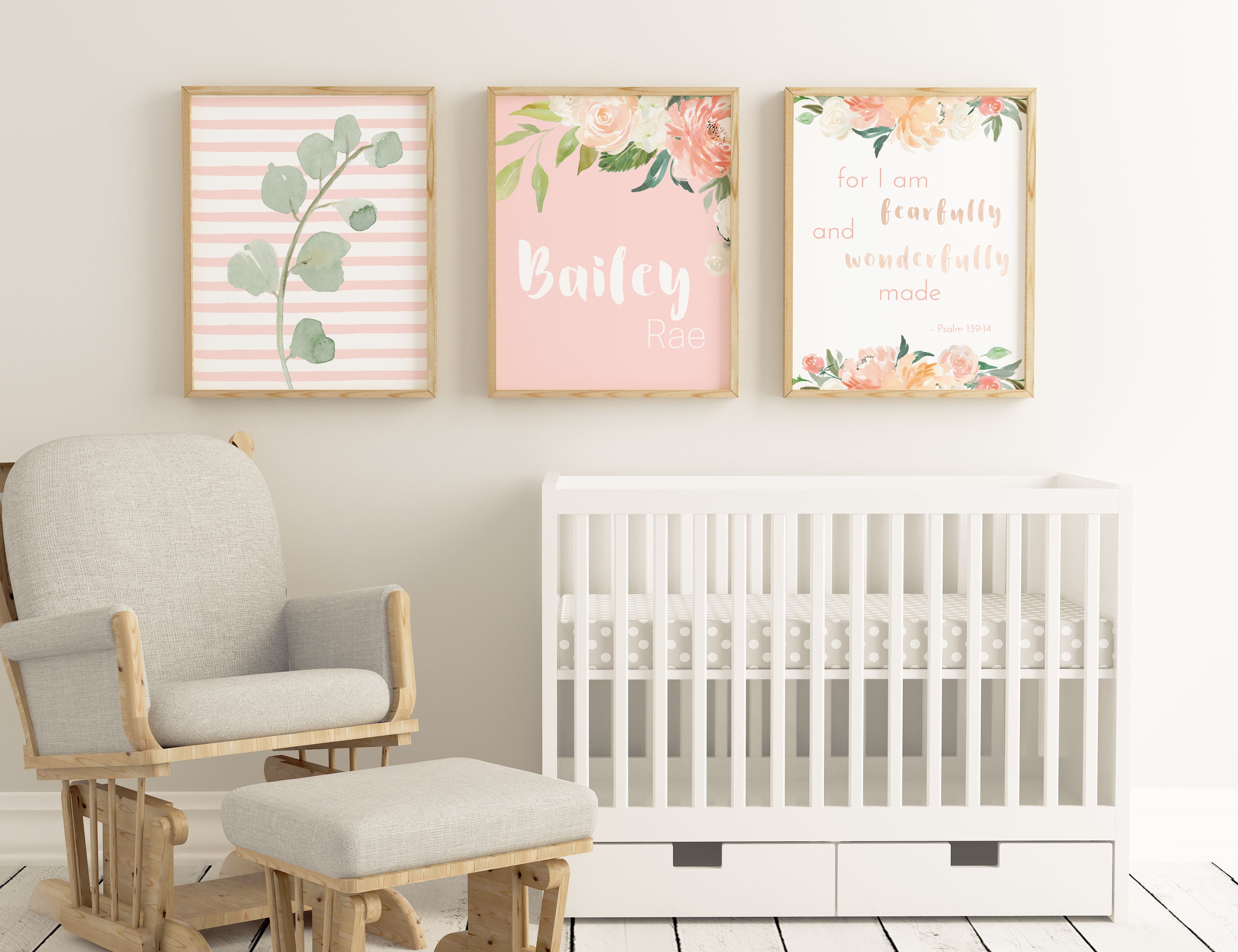 Nursery Decor Art Instant Download Gift Baby Shower Mauve Baby Girl Prints Pink and Off-White Rainbow Wall Art