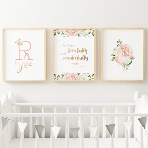 Gallery Wall Floral Nursery Wall Art for Baby Girl Cream Etsy