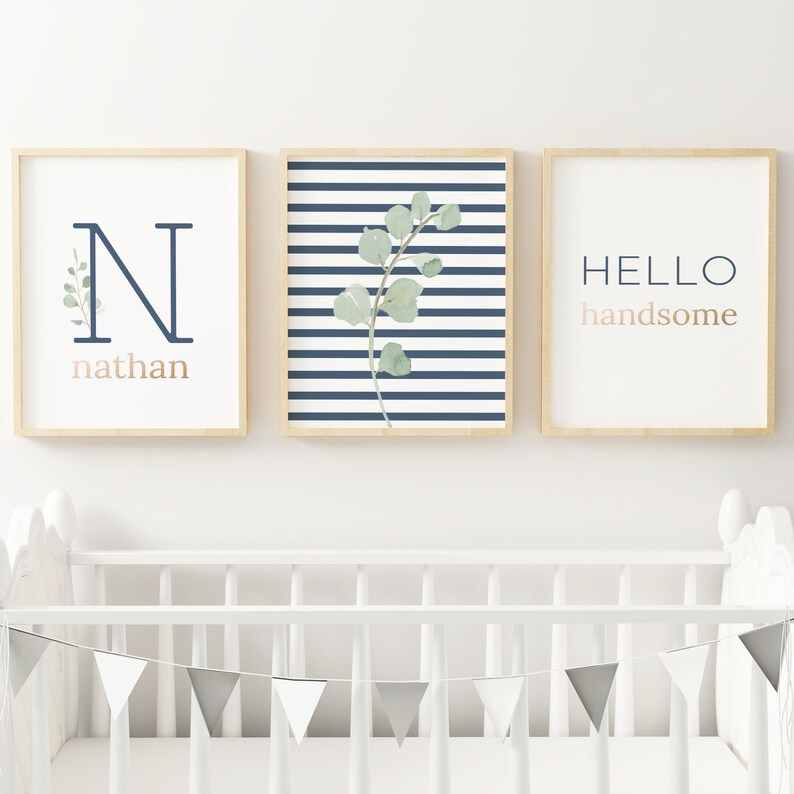 Baby Boy Nursery Framed Wall Art for Kids Set of 3 Etsy