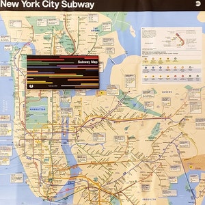 Authentic New York City Large 23"x28" NYC Subway Train Map w/LIRR Railroad Latest version