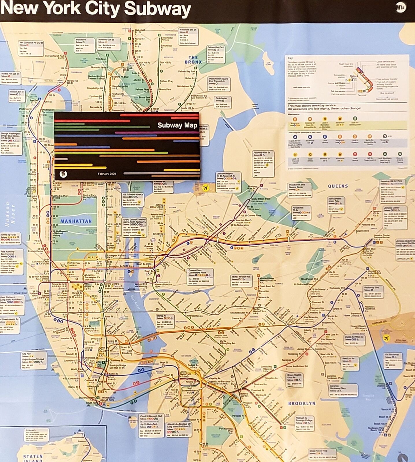 New York Subway Map 2020 New York City Mta Nyc Subway Train & Lirr Railroad Map Poster | Etsy