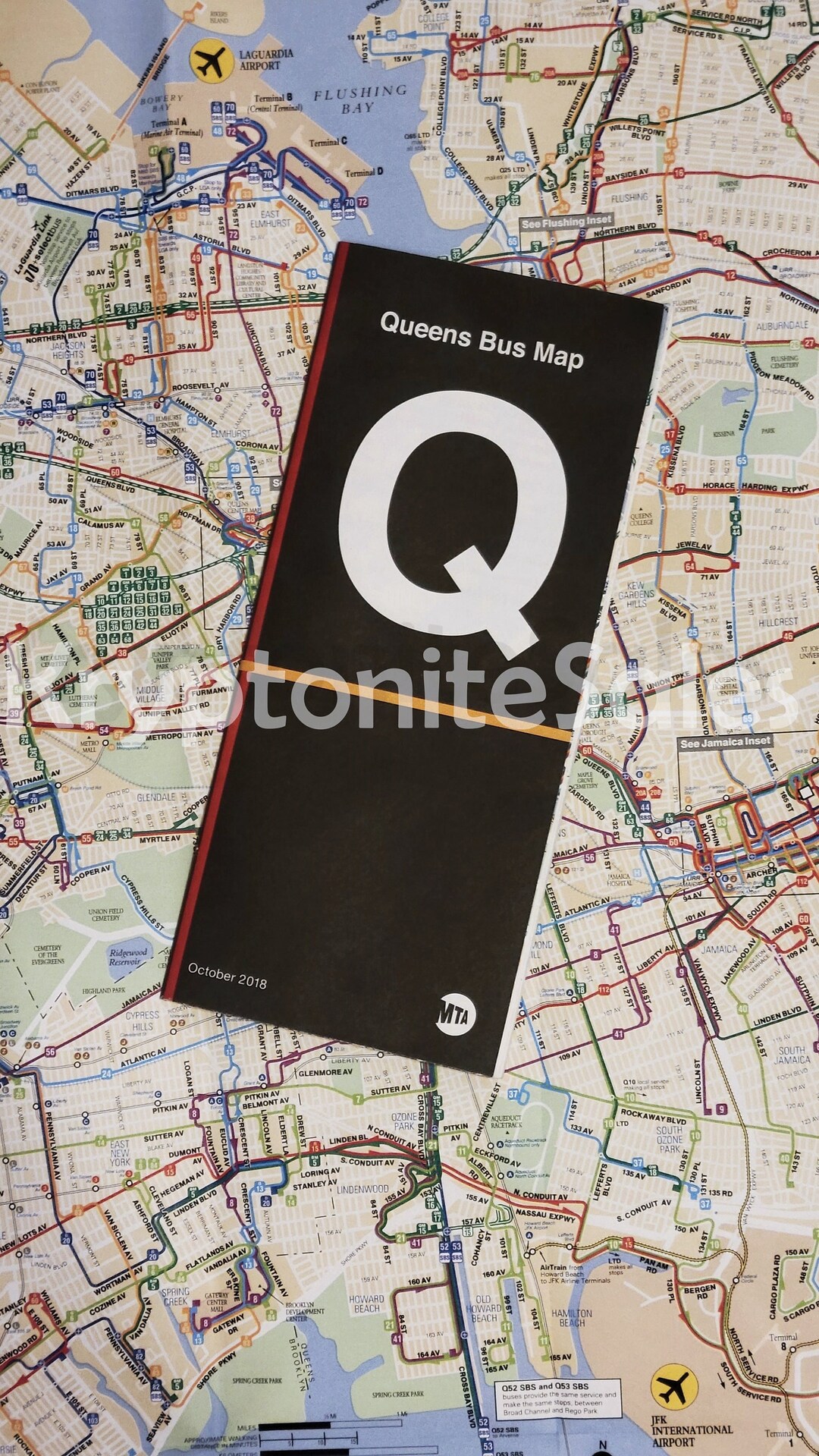 Full Size New York City MTA Transit NYC Queens Bus Route Poster Map
