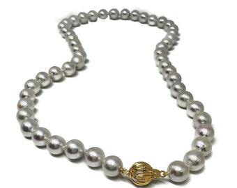 Zuchtperle japanische Akoya Halskette 585 Gold, 44 cm