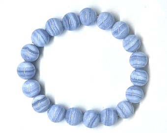 10mm stripped blau Achat Strech Armband