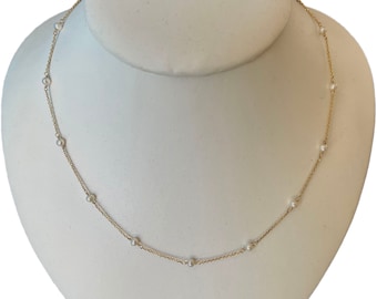 14Kt. Massives Gelbgold mit Süsswasserzuchtperlen 3-3.5mmmm