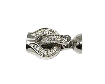 Diamant Verschluss Doppelseitig, Massives Gold 14Kt. Weiß