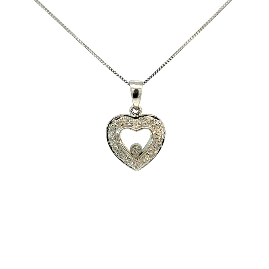 HAPPY HEART PEDANT DIAMOND PINK GOLD NECKLACE