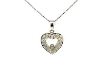 Happy Diamond Herz Anhaenger, Massives Gold 14Kt. Weiß