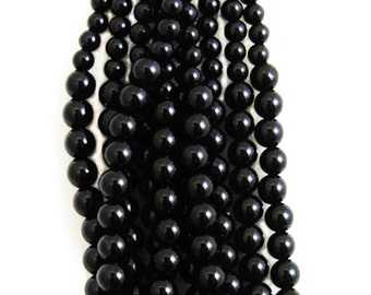 Echte schwarze Onyx Achat studierte 2,5-5mm, runde Kugel Perlen, 3" jeder Strang, 10 Stränge, temporäre aufgereiht, Top-Qualität, Ideal für Quasten