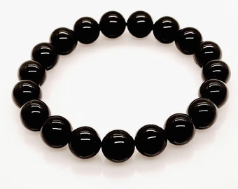 10mm schwarz Onyx/Achat Strech Armband