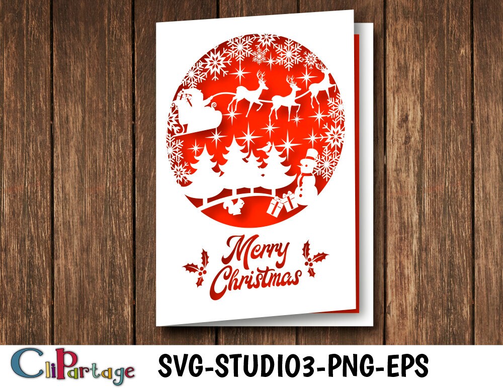 CHRISTMAS CARD Svg Card cutting file Christmas template svg  Etsy