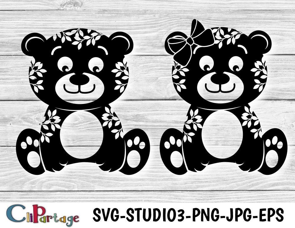 Download Teddy Bear SVG Kids SVG Cute Bears Silhouettes Flowy Bears ...