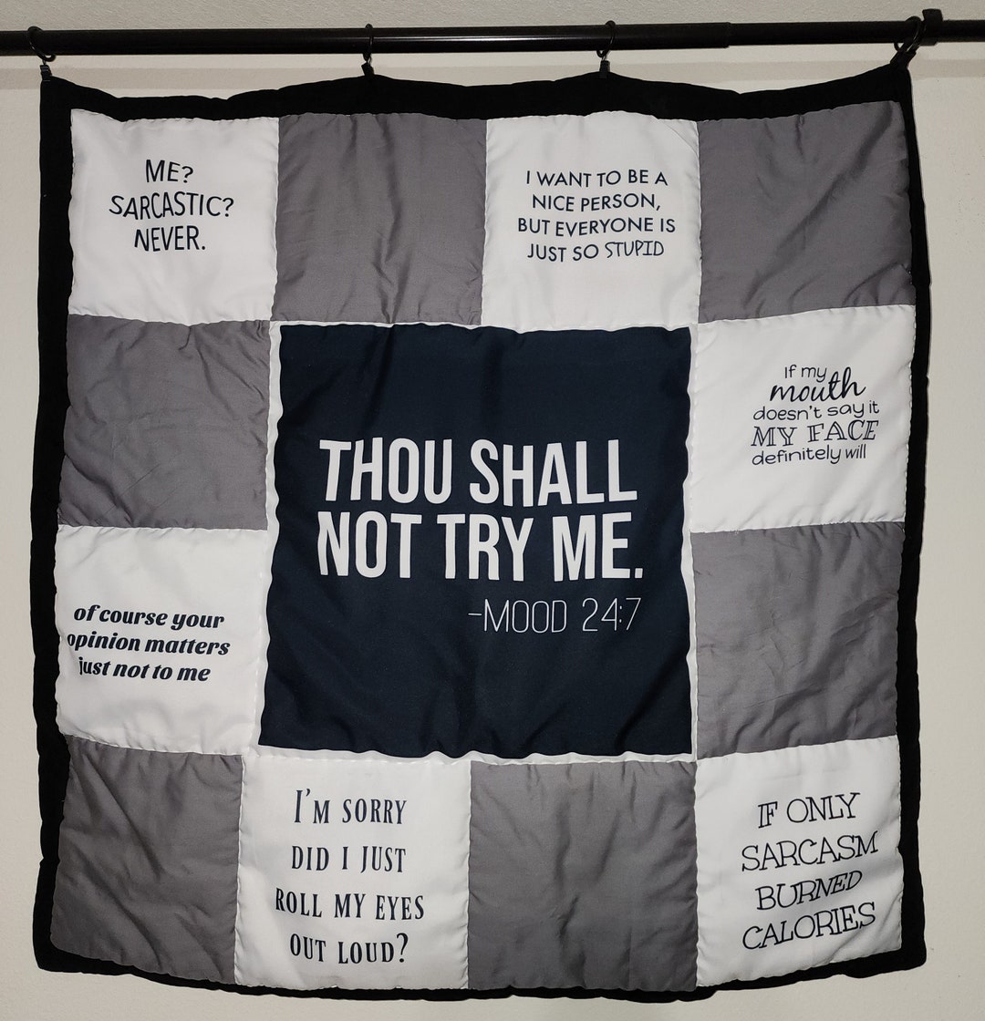 Sarcasm - Black and White Lap Quilt - Etsy