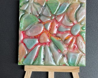 Encaustic flower painting | small floral art | original beeswax art |