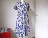 Vintage 50 39 s dress, Authentic cotton print dress, Rockabilly 50s retro clothing