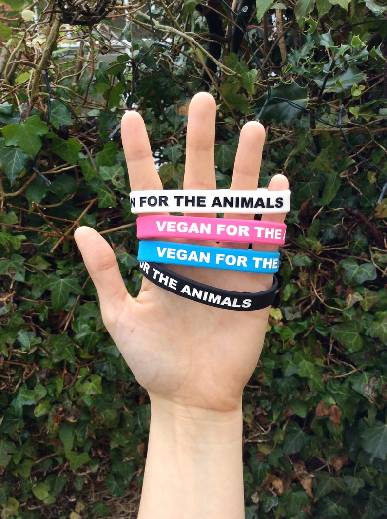 Vegan For The Animals stretchy wristbands image 2