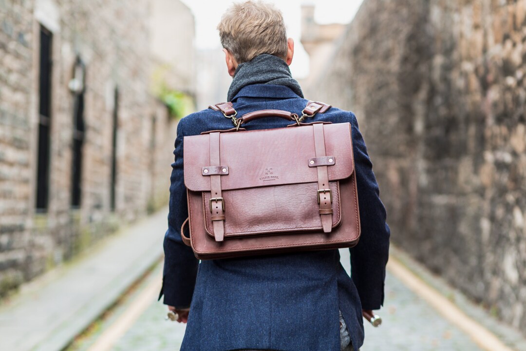 Leather Laptop Satchel Men's Leather Backpack 3 Way Etsy