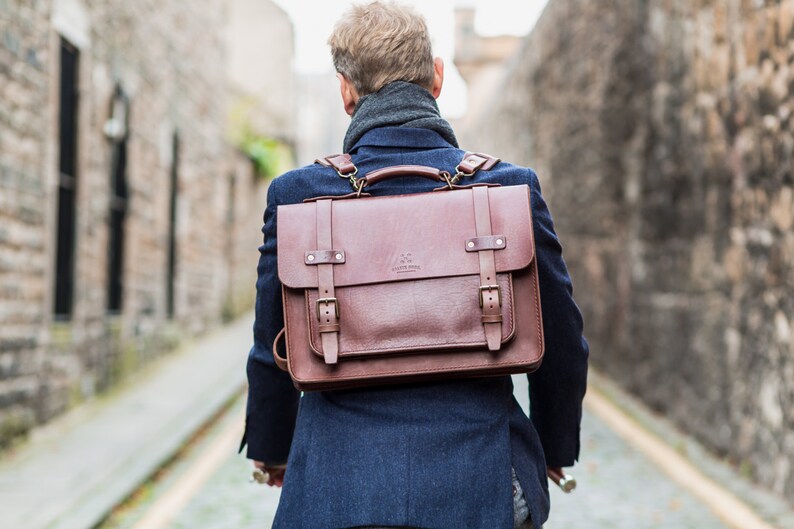 Leather Laptop Satchel Men's Leather Backpack 3 Way Etsy
