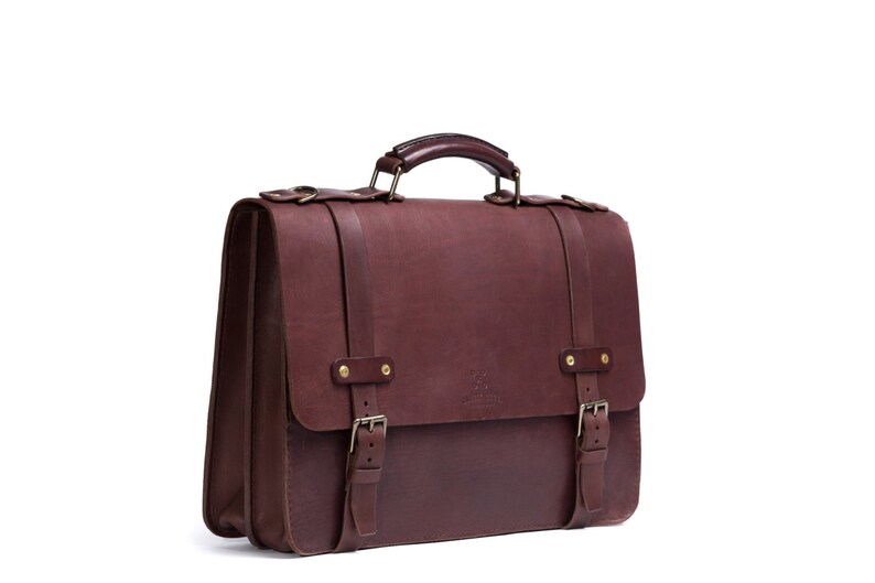 Men's Leather Briefcase Double Gusset Messenger Bag - Etsy