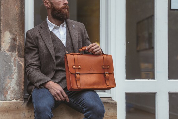 slim leather laptop bag