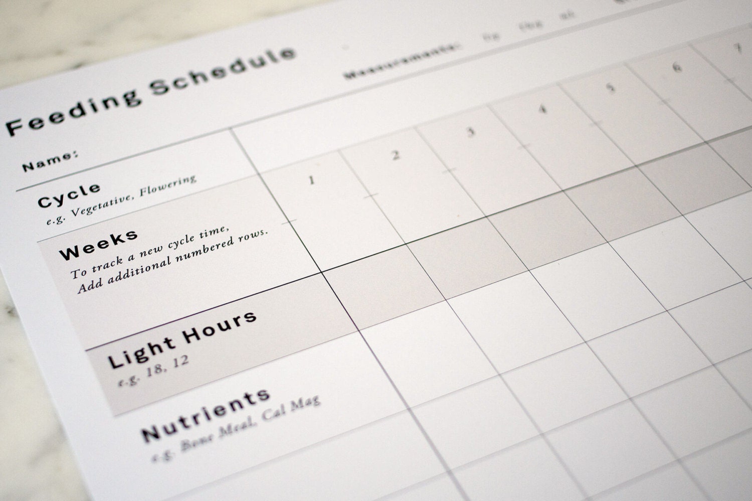 Printable Cannabis Feeding Schedule