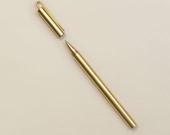 Brass Clip Pen, Refillable Rollerball Pen by Goldleaf