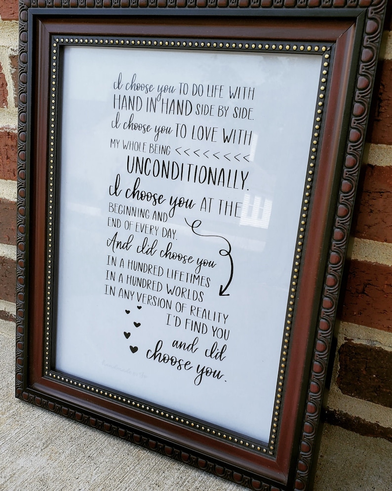 Printable I Choose You PRINT of an Original Hand Lettered | Etsy
