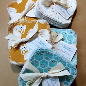 12-Pack, Organic Cotton Facial Wipes: 5 Inch, 2-Ply Flannel, MADE-TO-ORDER