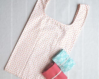 Minibolso plegable, bolso de mercado de algodón de una sola capa.