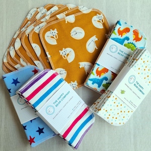MADE-TO-ORDER, 8&quot; Wipes, Qty 8, 2 Ply, Reusable Cotton Baby Wipes, Family Cloth