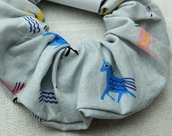 Eco-Friendly Scrunchie, Pre-washed Cotton Fabric, Organic Cotton & Natural Rubber Elastic, Horses