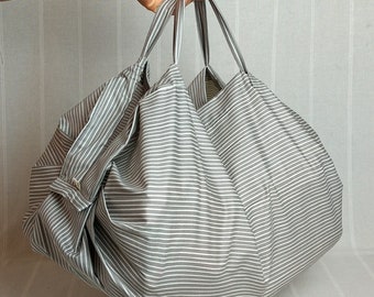 Accordion-Style Folding Bag, Spacious Tote, Fabric Bag, Reusable Market Bag