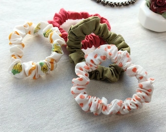 Mini Scrunchies, Quilting Cotton, Cotton & Natural Rubber Inner Elastic, MADE-TO-ORDER