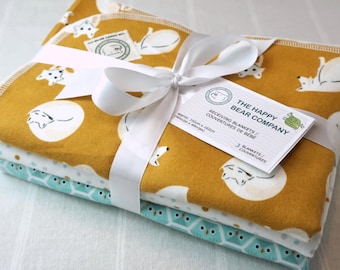3-Pack, Organic Cotton Receiving Blankets, 40 inch Flannel Swaddle, Made-to-Order