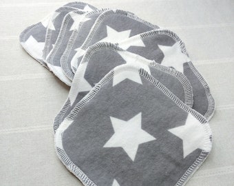 5x5 Inch Facial Wipes, Set of 8, Upcycled Towel/New Flannel, Facial Cloths, Facial Rounds, Makeup Rounds, Stars