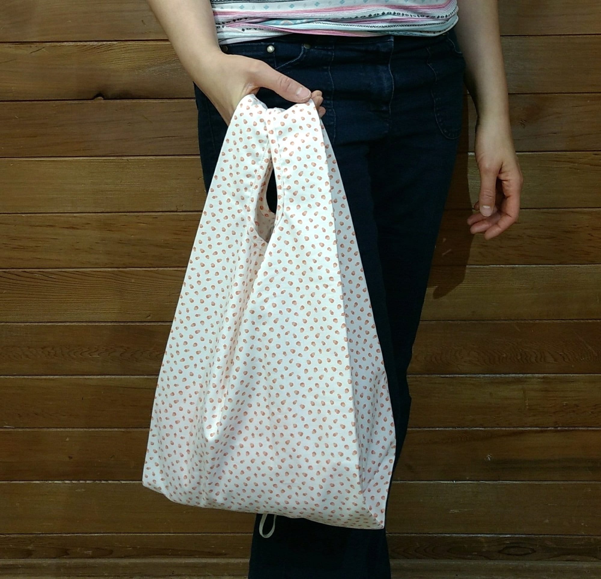 Folding Shopping Bag with attached Zipper Pocket Pouch, Recycled Nylon,  Ecobag, New York