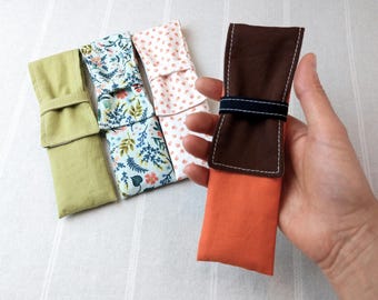 Compact Utensil Pouch with Napkin, 2 pocket, Pre-Washed Cotton, MADE-TO-ORDER