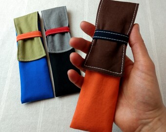 Compact Utensil Pouches with Napkin & Stainless Steel Utensils, Color Block
