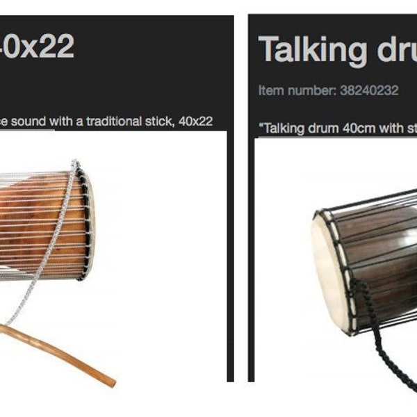 Talking drum, 2 models to choose from 40cm x 22 / made of wood and braided cords, sold with mallet, ready to play! beautiful tribal sounds!!!