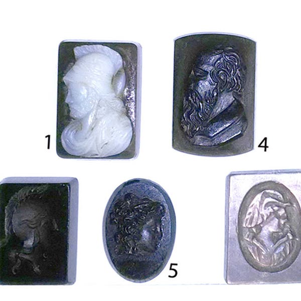 Rares et Uniques ! Camés anciens(Caméo), gravure sur onyx et coquillage, pour créations de Bijoux (pendentifs, bagues, broches), de 12mm x 9