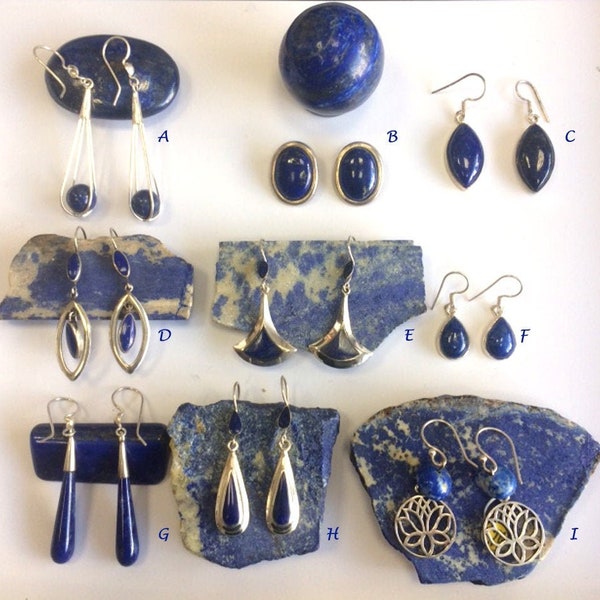 Sélection de boucles d'oreilles en Lapis Lazuli, finition Argent 925, très belle qualité et très beau montage, magnifique !!!
