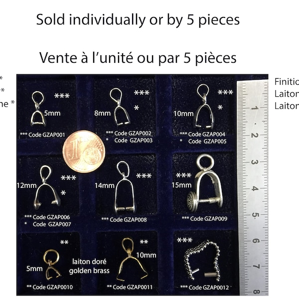 Attache/ bèlière de type étrier pour portez vos cabochons et pierres preférées, finition Argent ou Ton Argent, plusieurs tailles au choix !