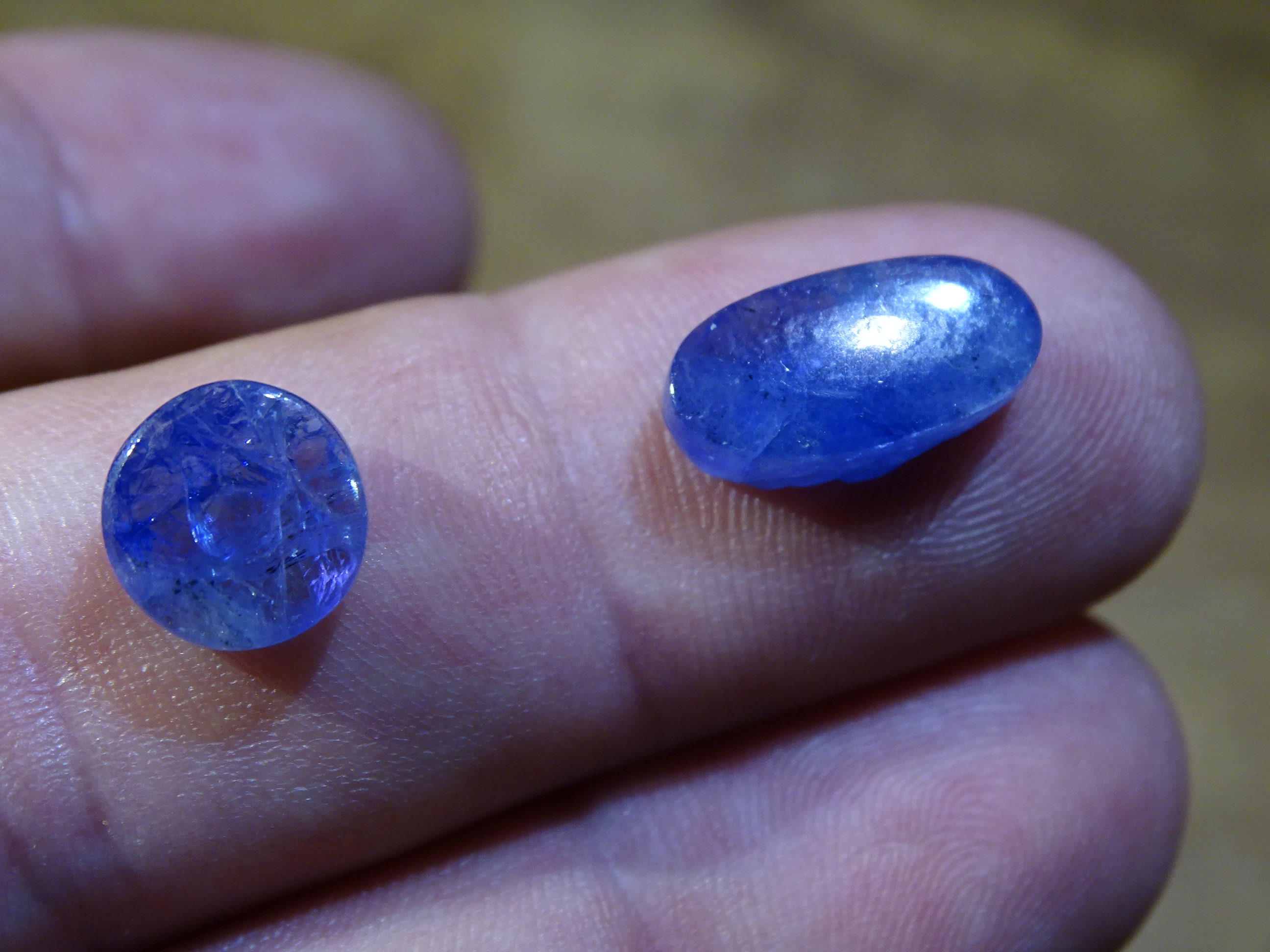 Cyanite Disthène, 2 Cabochons Au Choix de Qualité Gemme, 9mm X 3 et 13 5 3, Spécial Pour Bijouterie