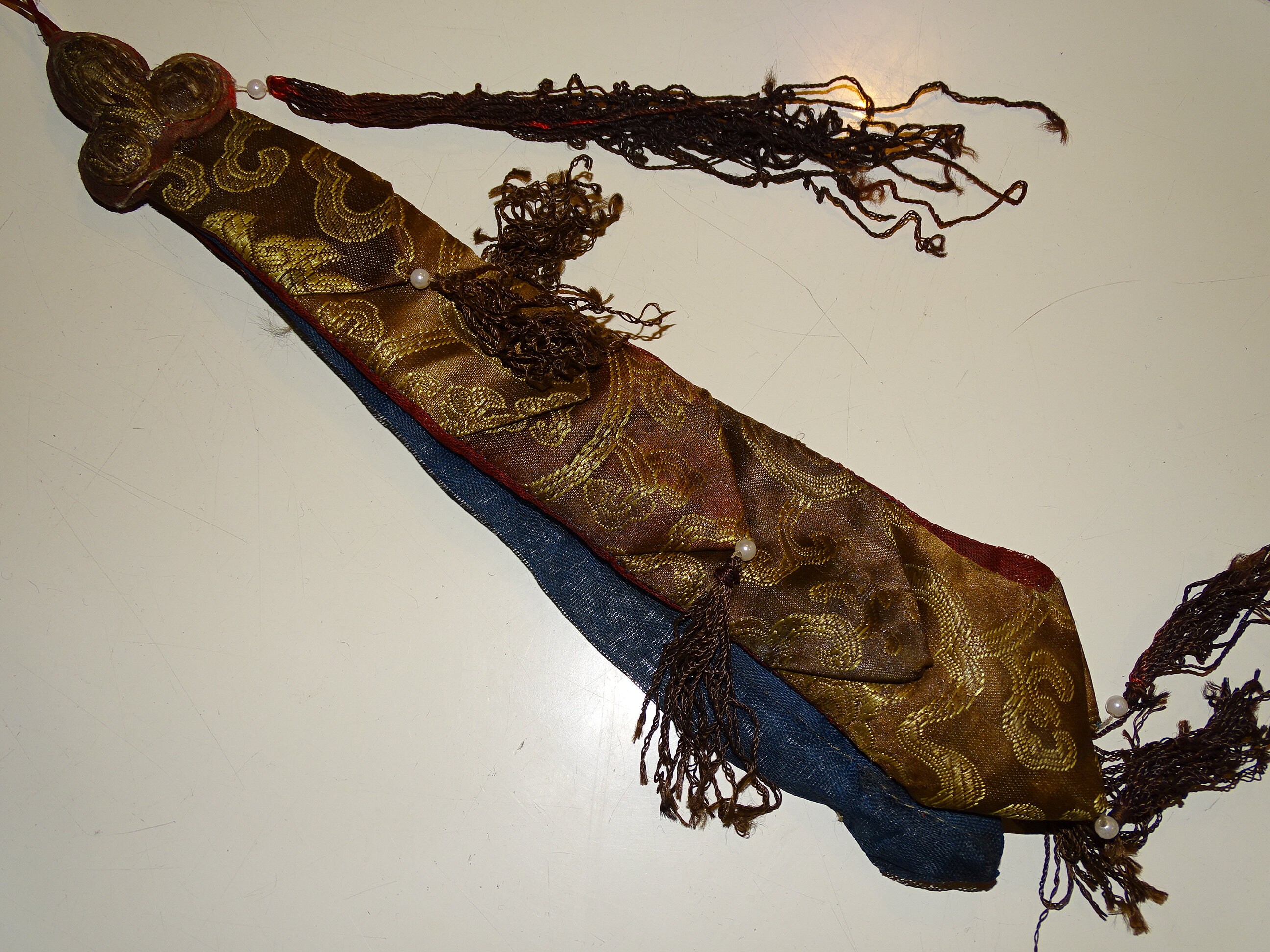 Pièce de Broderie Ancienne en Tissu Du Tibet | Brocart. Pour Rituels Bouddhiste avec Motifs Traditio